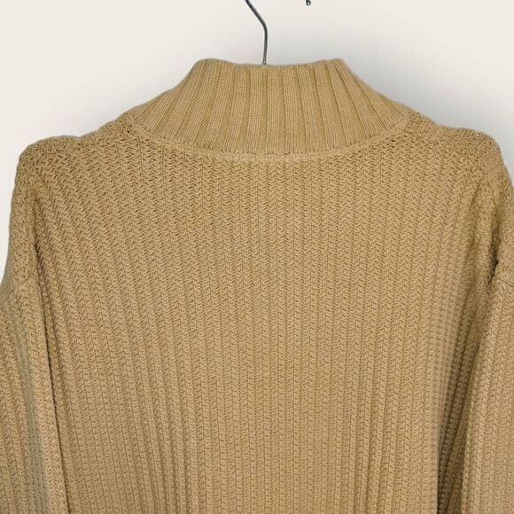 Aigle Mens Sweater Sz XL‎ Tan Long Sleeves 1/3 Zip Ribbed Knit Preppy Earthy - Picture 4 of 8